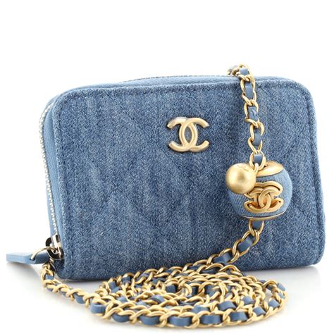 chanel denim card holder|CHANEL Denim Quilted CC Pearl Crush Zip Card Holder On .